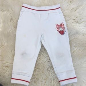 MonnaLisa White Joggers with Red Bow and Heart